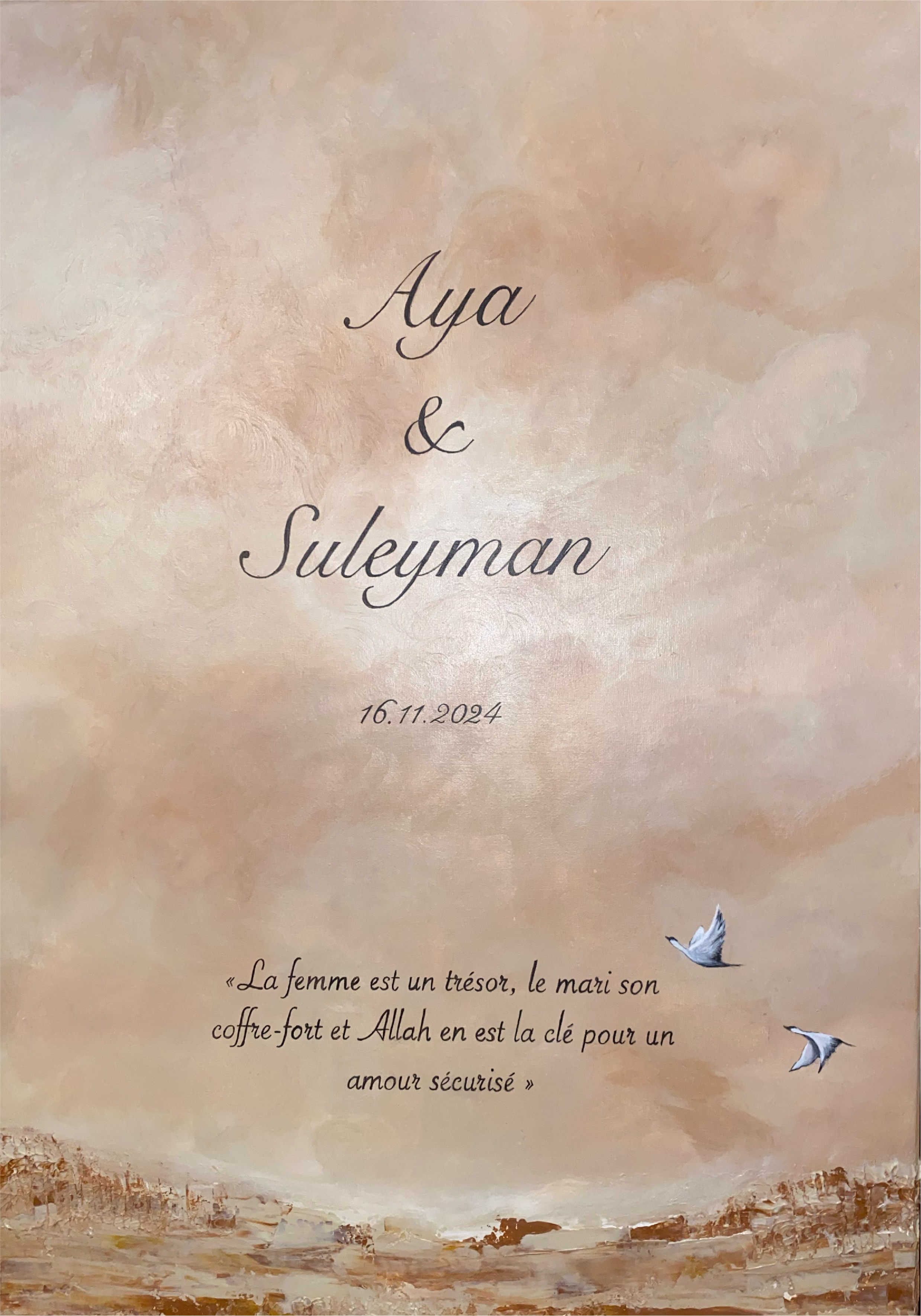 Tableau mariage personnalisé avec prenoms, et hadith (islam)