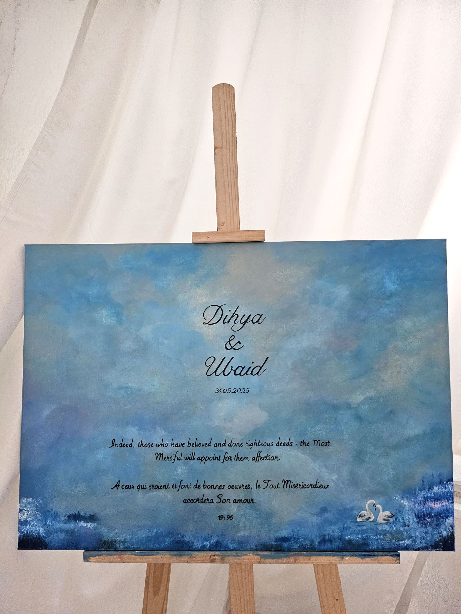 tableau de mariage personnalisé Danse des Cygnes par Tilaa Art.
